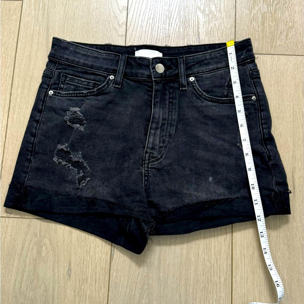 Women's Stretch Ripped Denim Shorts Mid Waist